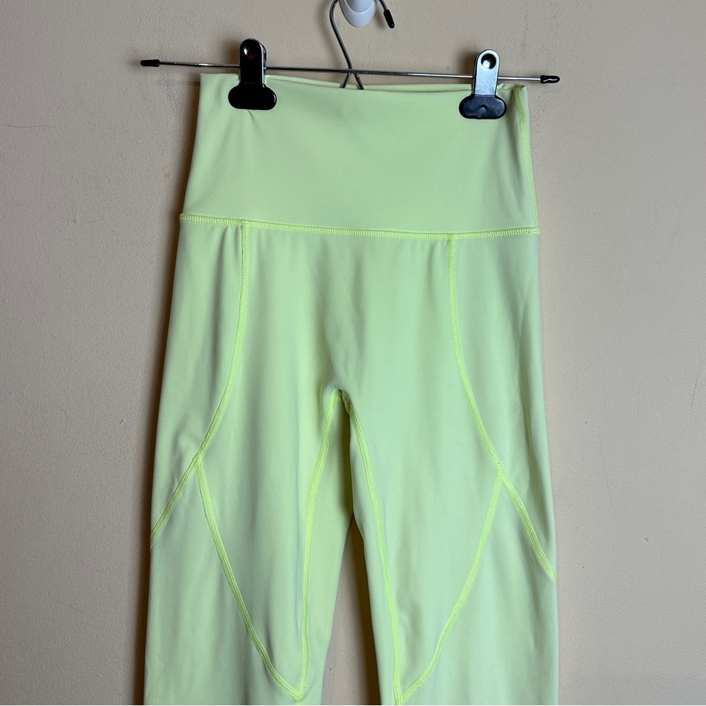 Aerie Neon Yellow Green High Rise Raw Hem Full Length Leggings Womens Size Small - Picture 4 of 16